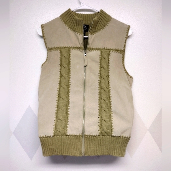 Designers Studio Originals suede and knit vintage full zip vest size S - Picture 1 of 11